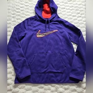Nike Thermafit Womens Hoodie Purple Logo with Orange Swoosh M Athletic
